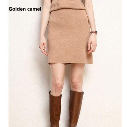 100% Pure Cashmere Skirt for Women, Knitted Winter Mid-Length Skirt, Warm, Soft, and Comfortable Fashion Skirt
