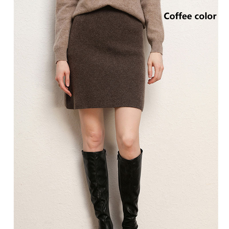 100% Pure Cashmere Skirt for Women, Knitted Winter Mid-Length Skirt, Warm, Soft, and Comfortable Fashion Skirt