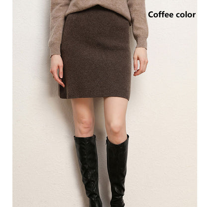 100% Pure Cashmere Skirt for Women, Knitted Winter Mid-Length Skirt, Warm, Soft, and Comfortable Fashion Skirt