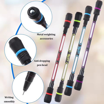 4-in-1 Stress Relief Spinner Pen Set, Anti-Slip Hand Spinner, Fidget Toy for Adults, Kids, Anti-Anxiety Ballpoint Pen