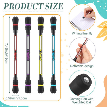 4-in-1 Stress Relief Spinner Pen Set, Anti-Slip Hand Spinner, Fidget Toy for Adults, Kids, Anti-Anxiety Ballpoint Pen