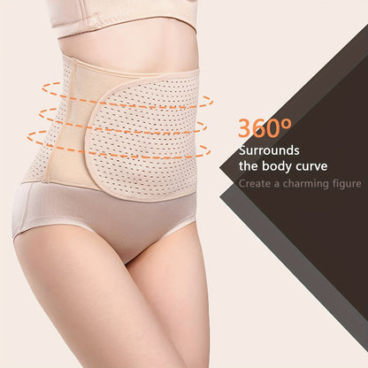 Black Polyester Abdominal Shaping Belt, Adjustable Breathable Lumbar Support Belt, Targeted Compression Pads Lower Back