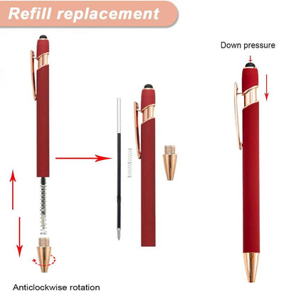 Premium Metal Stylus Pen, 2 in 1 Ballpoint Pen with Stylus Tip, Black Ink Refill, for Smartphone, Tablet, Ideal Gift