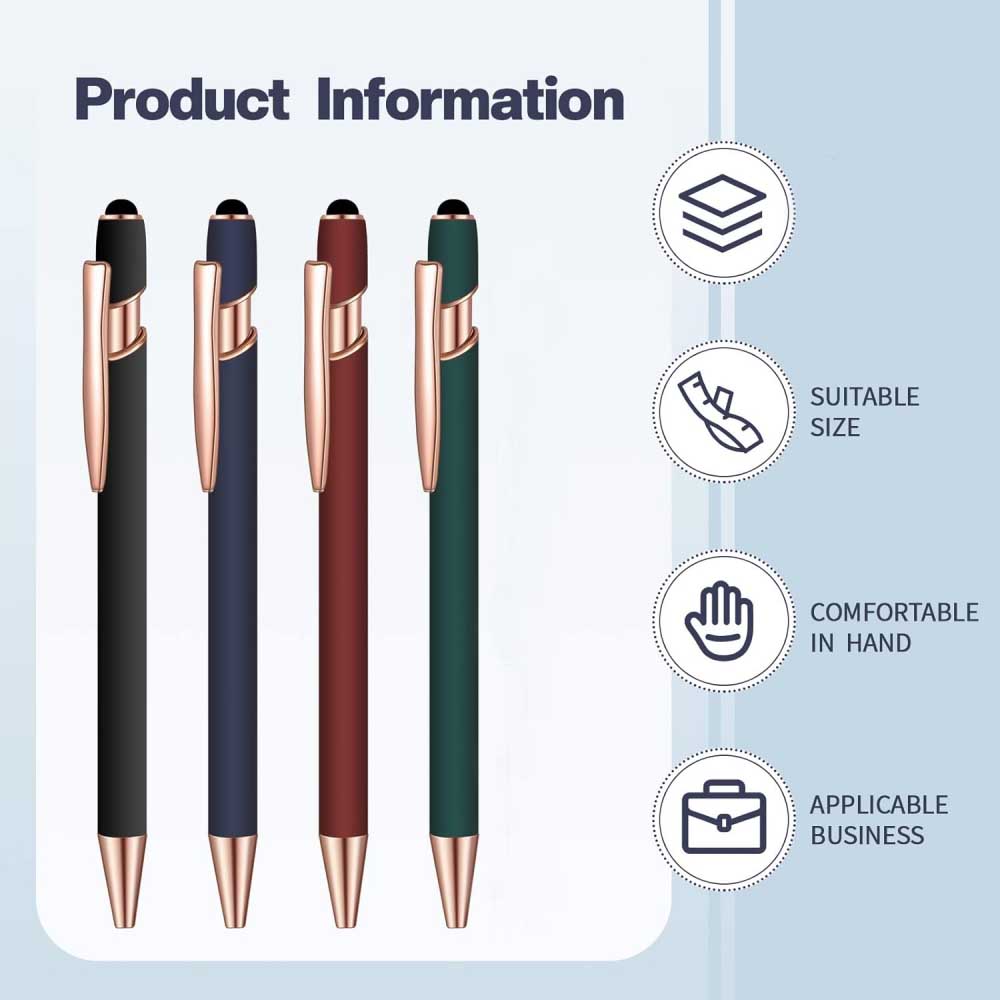 Premium Metal Stylus Pen, 2 in 1 Ballpoint Pen with Stylus Tip, Black Ink Refill, for Smartphone, Tablet, Ideal Gift