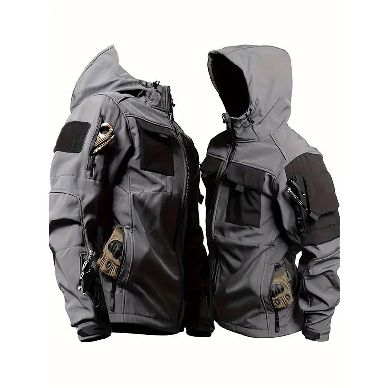 Men Tactical Soft Shell Waterproof Jacket with Fleece Lining