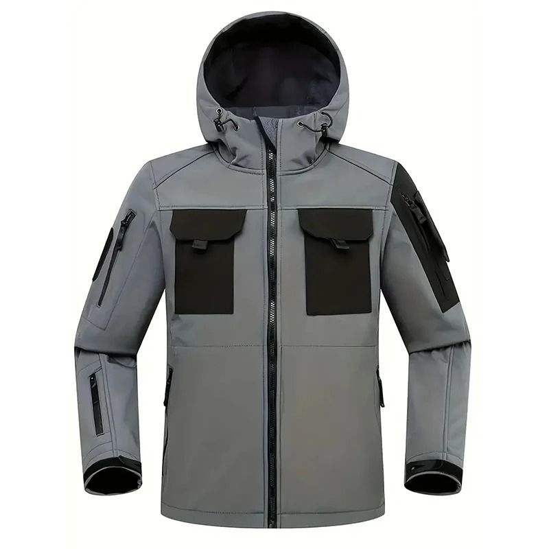 Men Tactical Soft Shell Waterproof Jacket with Fleece Lining