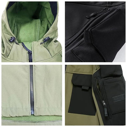 Men Tactical Soft Shell Waterproof Jacket with Fleece Lining