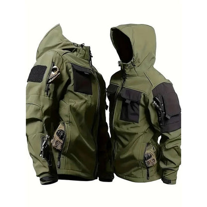 Men Tactical Soft Shell Waterproof Jacket with Fleece Lining