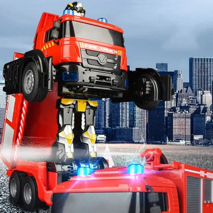 Transforming RC Engine Truck Robot Toy with Lights for Kids