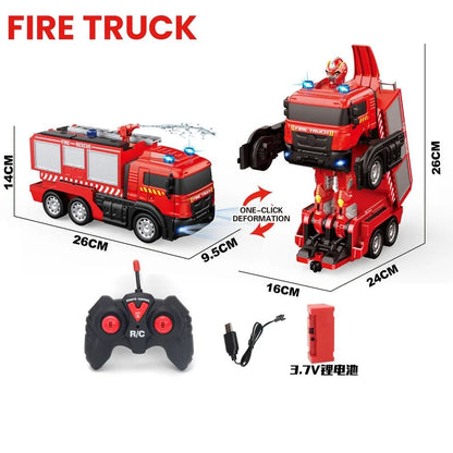 Transforming RC Engine Truck Robot Toy with Lights for Kids
