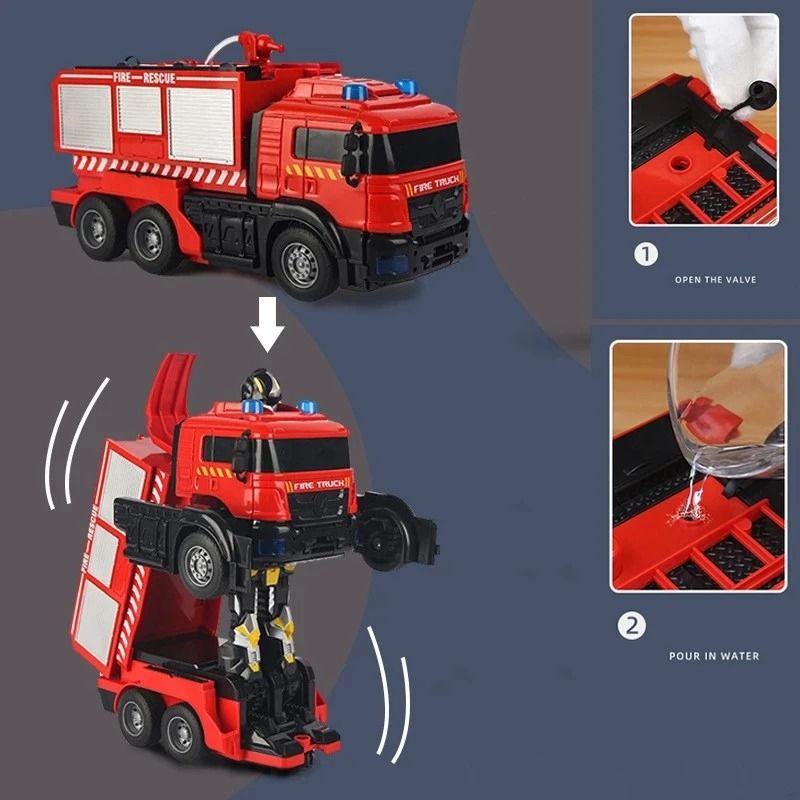 Transforming RC Engine Truck Robot Toy with Lights for Kids