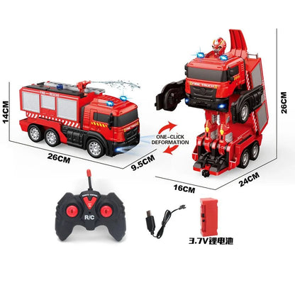 Transforming RC Engine Truck Robot Toy with Lights for Kids