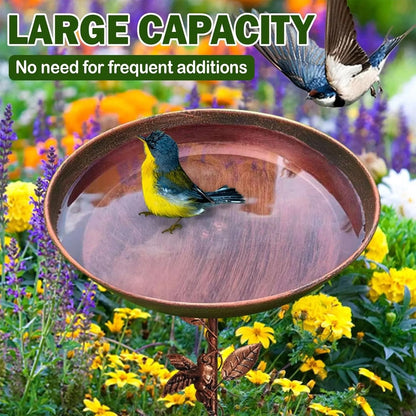 Garden Birdbath Sturdy Iron Standing Outdoor Vintage Bird Bath Bowl for Patio Yard