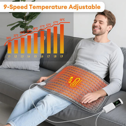 Electric Heating Pad Blanket with 9 Heat Levels and 4 Timer Modes