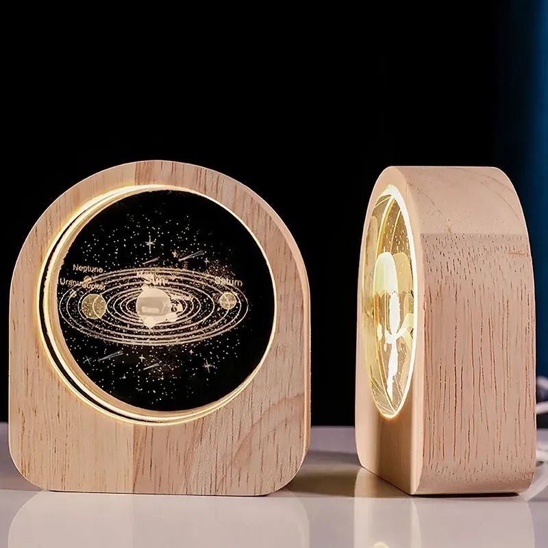 3D Crystal Glass Solar System Laser Engraved Astronomy Decoration Gift