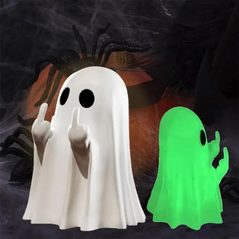 Luminous Ghost Figurine Middle Finger Halloween Decoration Car and Home Ornament