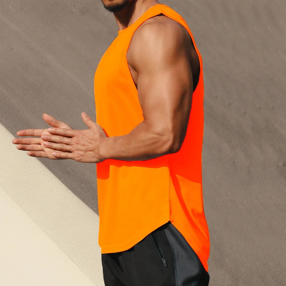 Summer Marathon Quick Dry Running Tank Top, Mens Sleeveless Loose Fit Basketball Training Vest