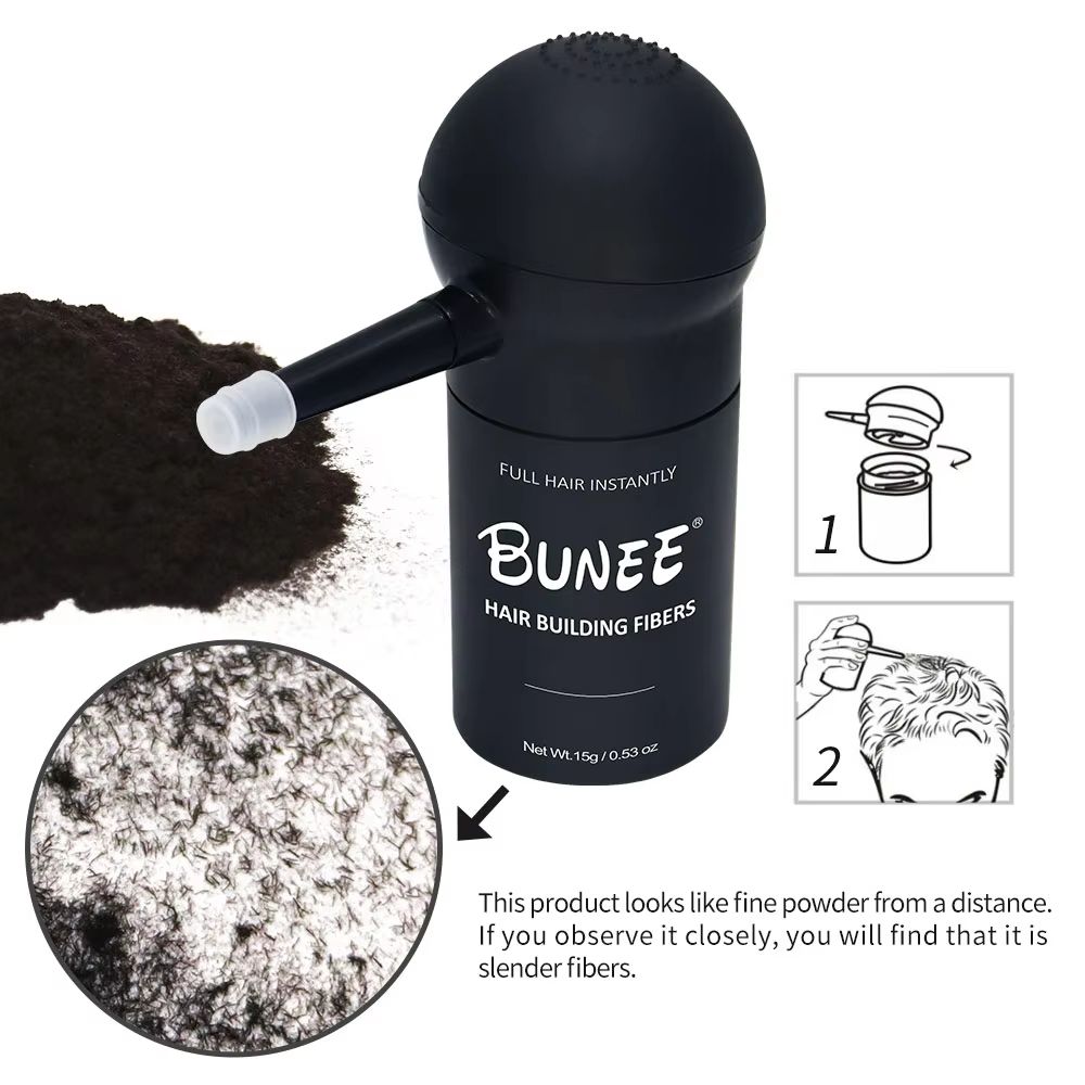 BUNEE Hair Building Fibers – Natural Hair Thickening Powder for Men's Balding & Thinning Areas (15g Set)
