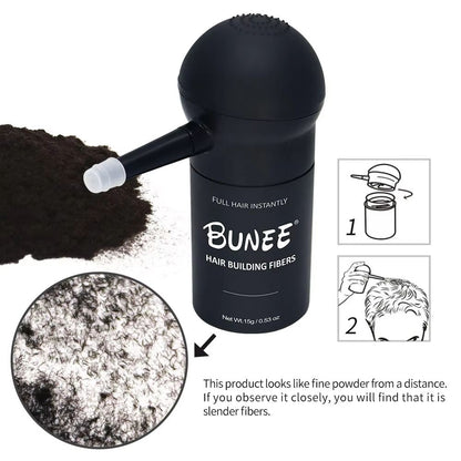 BUNEE Hair Building Fibers – Natural Hair Thickening Powder for Men's Balding & Thinning Areas (15g Set)