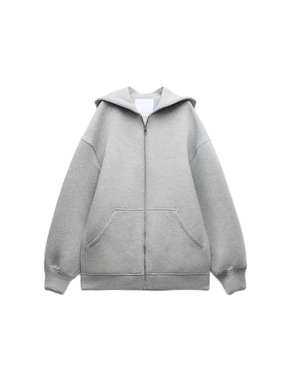 ZABA Womens Oversized Fashion Jacket, Versatile Casual Hooded Zip Top, Street Basic Sweatshirt