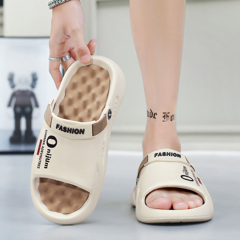 Mens Massage Slippers Summer, Indoor Outdoor Sandals, Beach Casual Shoes, Soft Comfortable Sole Slides, Lightweight Mens