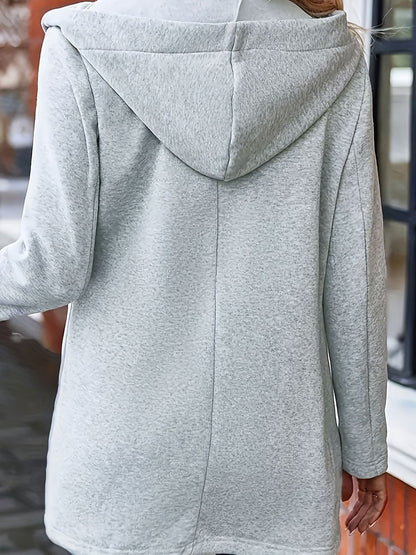 Women Oversized Hooded Casual Jacket, Woven Loose Fit Comfortable Outerwear All Seasons