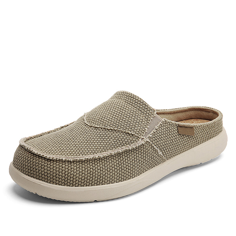Mens Canvas Slip On Half Shoes, Summer Casual Slippers, Lightweight Breathable