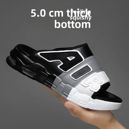 Mens Summer Slides with Air Cushion Comfort and Non Slip PVC Sole