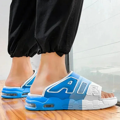 Mens Summer Slides with Air Cushion Comfort and Non Slip PVC Sole