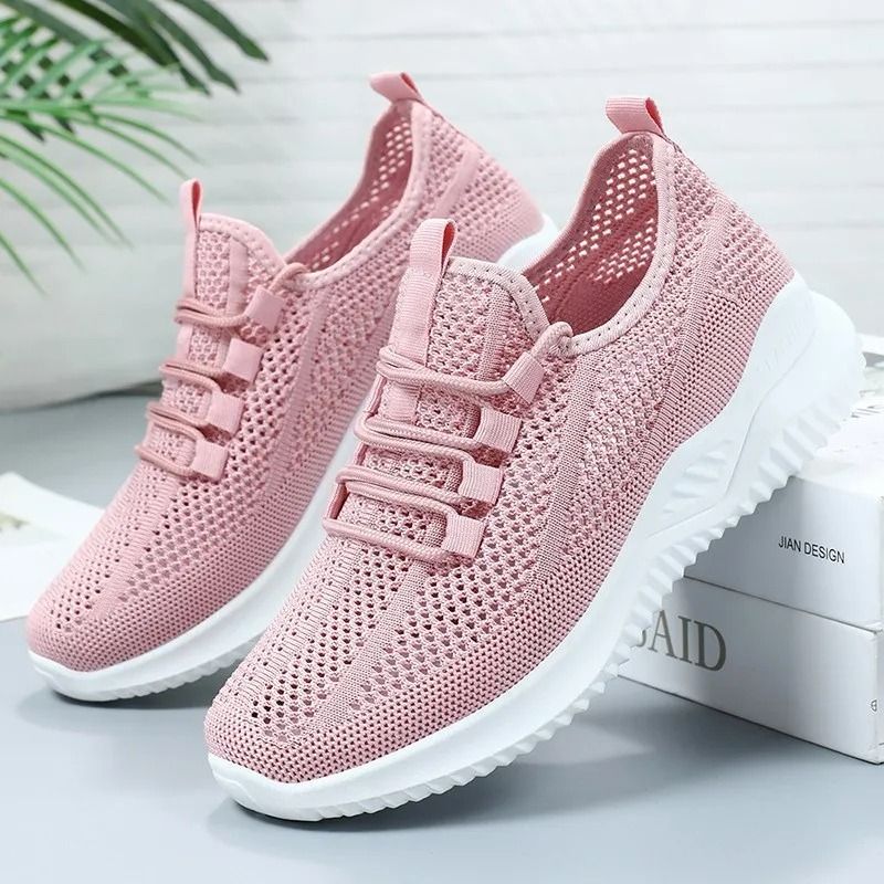 Summer Casual Flats Shoes For Women Breathable Mesh Lightweight Sneakers