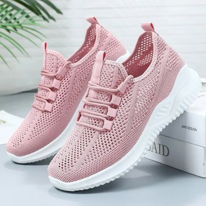 Summer Casual Flats Shoes For Women Breathable Mesh Lightweight Sneakers