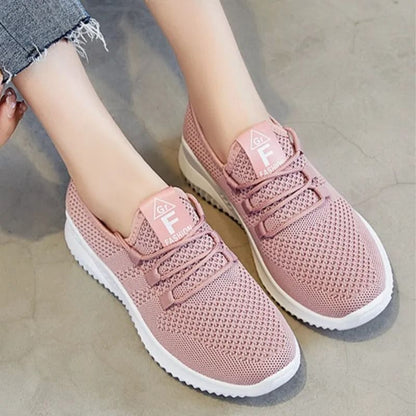 Summer Casual Flats Shoes For Women Breathable Mesh Lightweight Sneakers