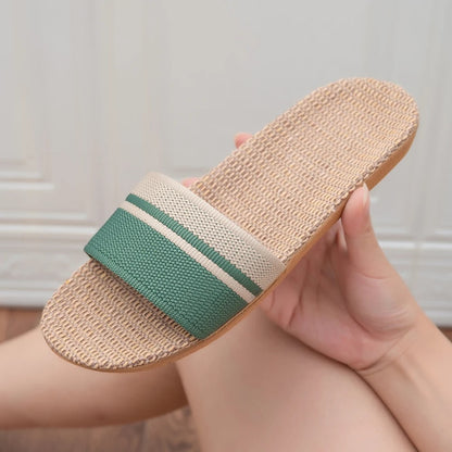 Lightweight Summer Women Slippers, Anti-Slip Indoor Linen Slippers, Home Soft Shoes, Comfortable Breathable Slippers