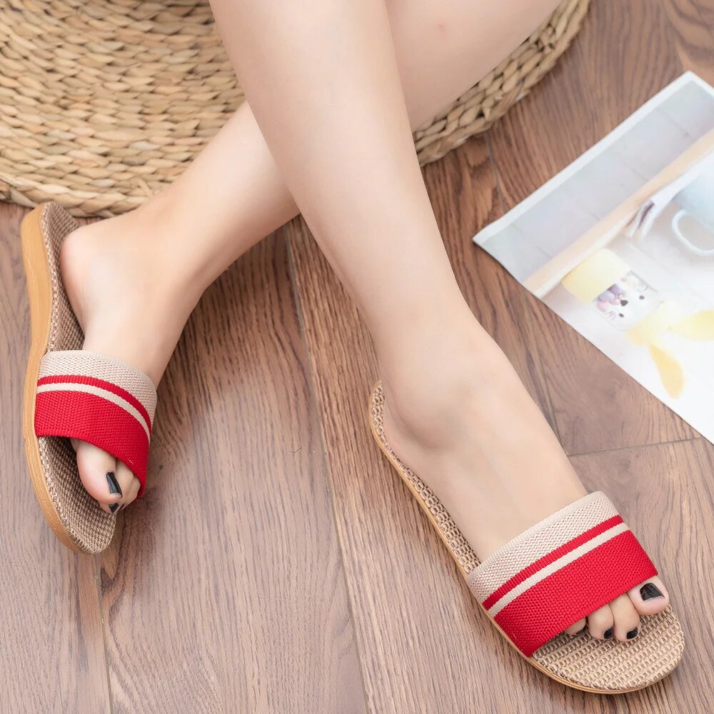 Lightweight Summer Women Slippers, Anti-Slip Indoor Linen Slippers, Home Soft Shoes, Comfortable Breathable Slippers