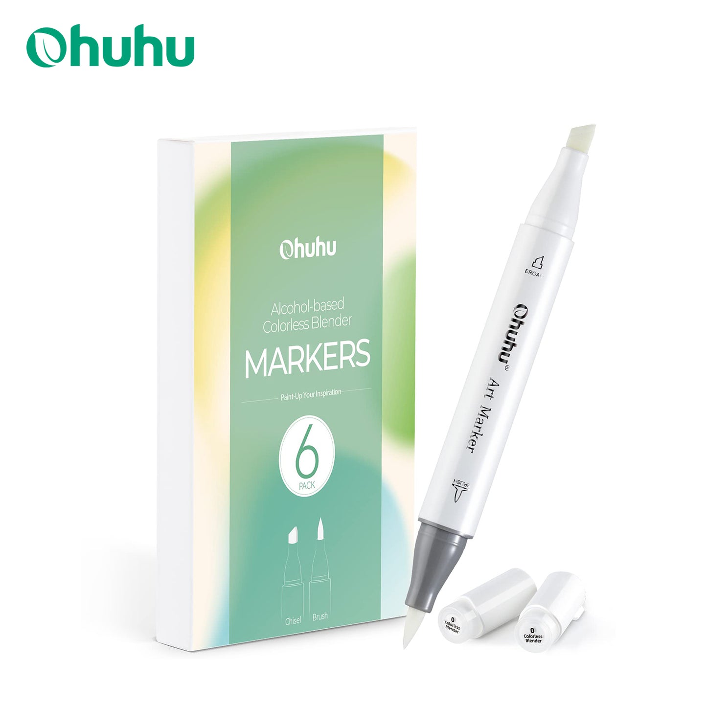Colorless Blender Pack of 6 Clear Blender Markers Alcohol Based Ink No.0 Highlights Textures Eraser