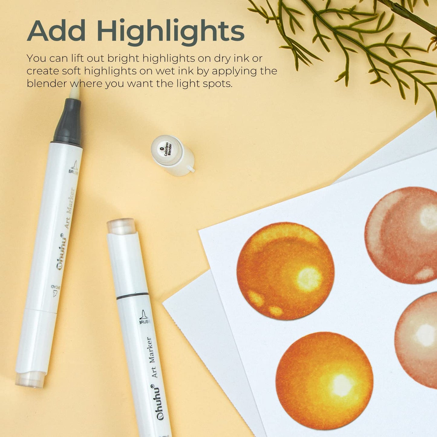 Colorless Blender Pack of 6 Clear Blender Markers Alcohol Based Ink No.0 Highlights Textures Eraser