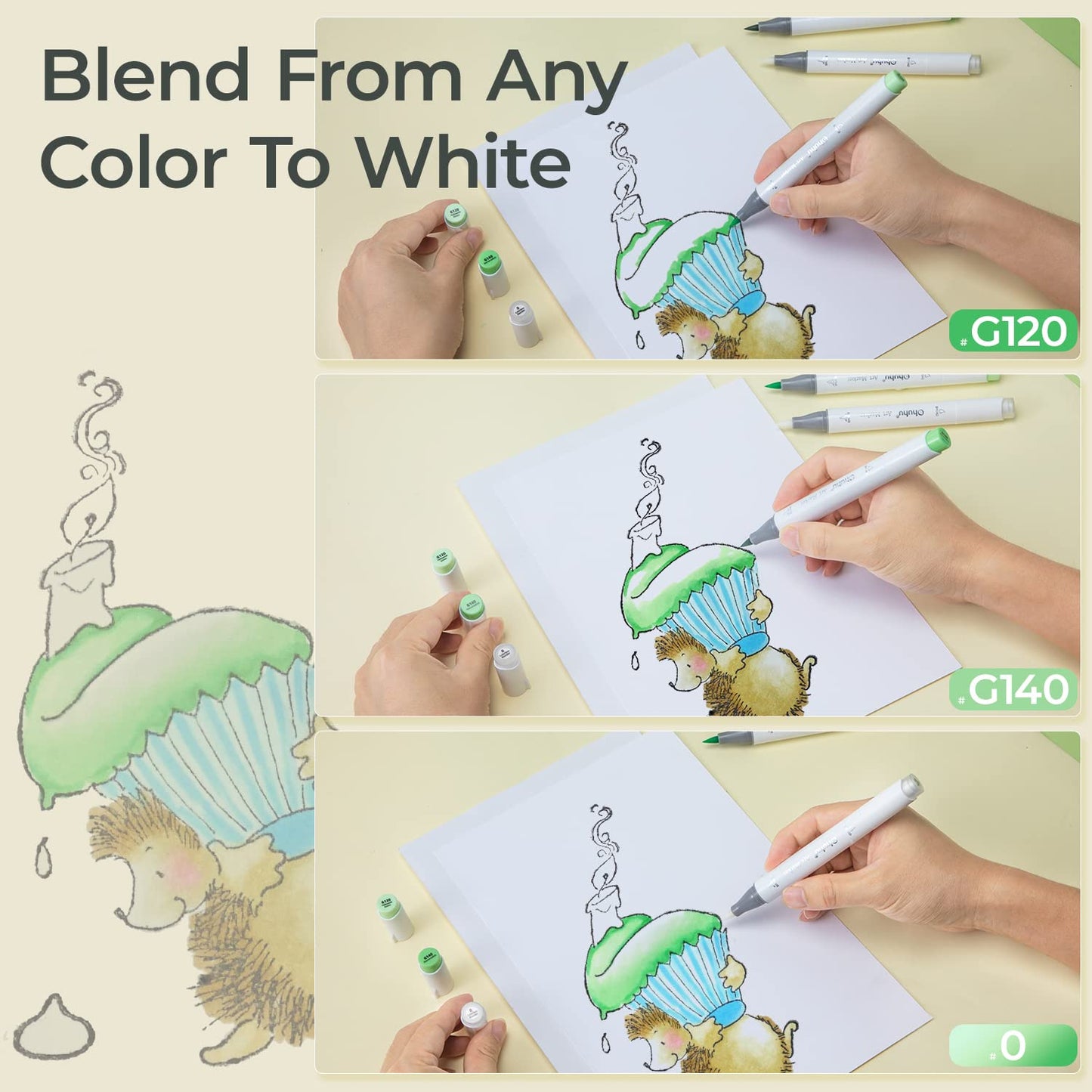 Colorless Blender Pack of 6 Clear Blender Markers Alcohol Based Ink No.0 Highlights Textures Eraser