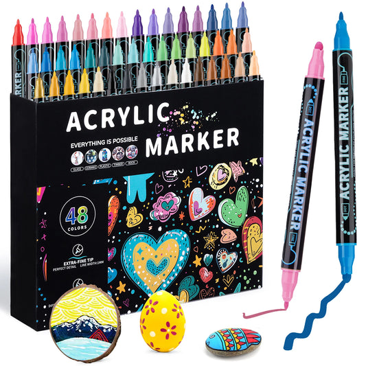 Acrylic Dual Tip Marker Colors, Waterproof Art Painting Supplies, School & Graffiti Drawing Markers