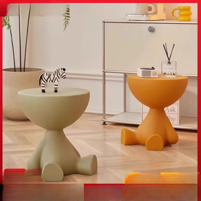 Creative Sofa Side Table,Removable Cream Style Round Coffee Table for Living Room,Simple Household Small Table Rack