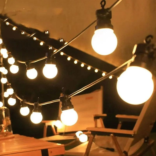 Outdoor Waterproof LED String Lights with G50 Bulbs for Camping Party and Wedding Decoration