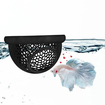 Aquarium Floating Cave and Feeding Ring 3-in-1 Shelter for Betta and Shrimp