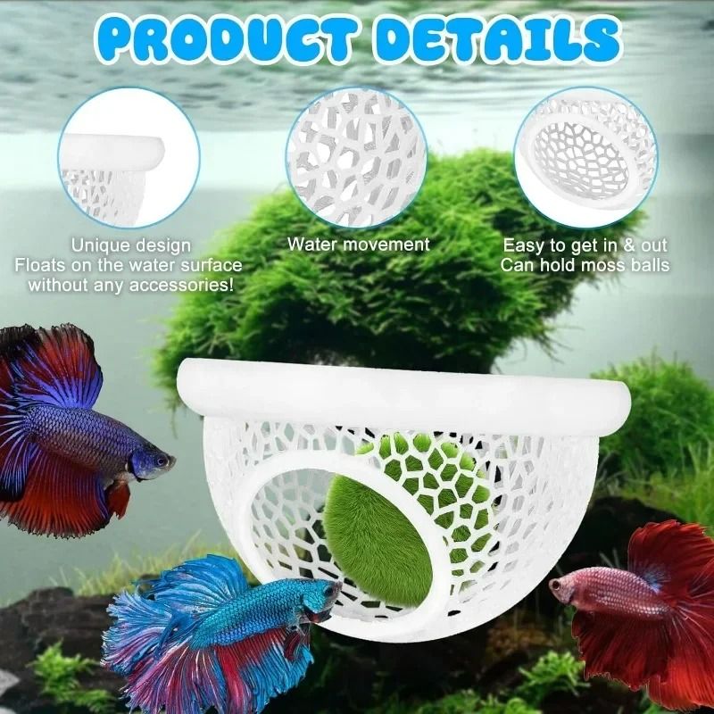 Aquarium Floating Cave and Feeding Ring 3-in-1 Shelter for Betta and Shrimp