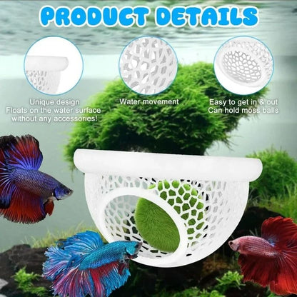 Aquarium Floating Cave and Feeding Ring 3-in-1 Shelter for Betta and Shrimp