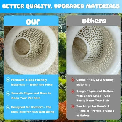 Aquarium Floating Cave and Feeding Ring 3-in-1 Shelter for Betta and Shrimp