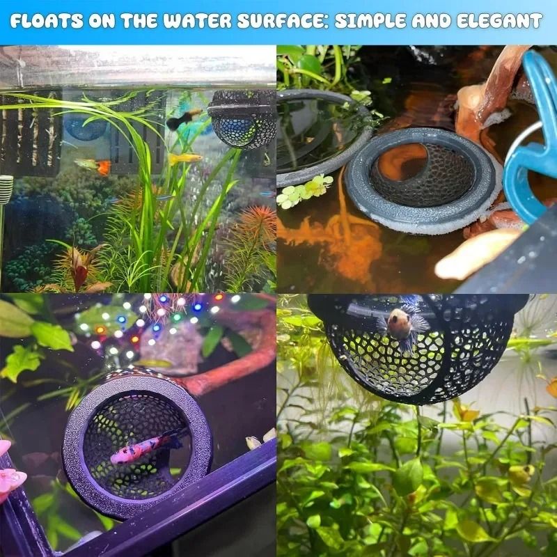 Aquarium Floating Cave and Feeding Ring 3-in-1 Shelter for Betta and Shrimp