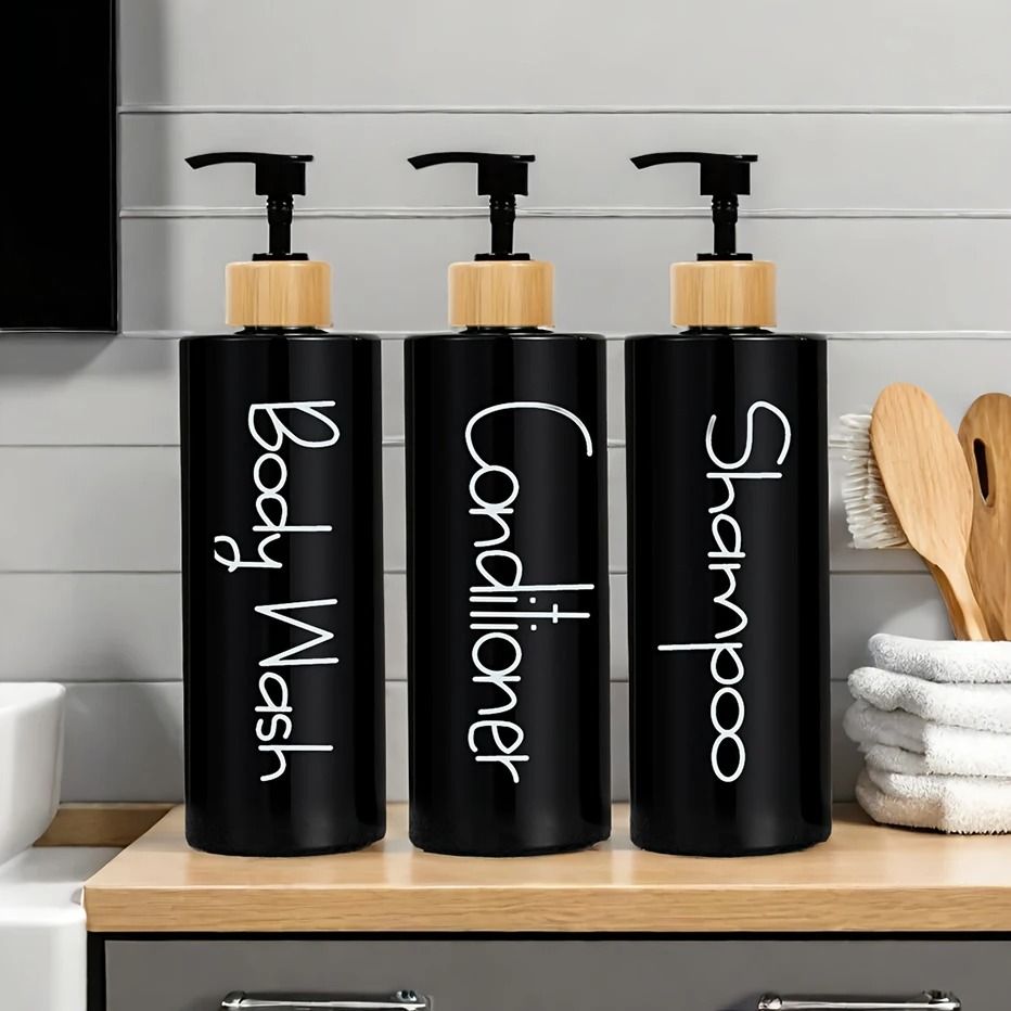 3PCS 500ml Refillable Soap Dispenser Bottles for Bathroom, Shampoo and Shower Gel Pump Containers
