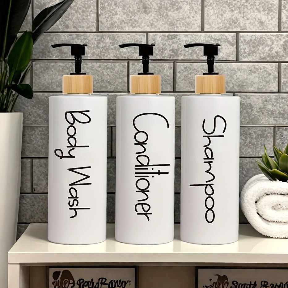 3PCS 500ml Refillable Soap Dispenser Bottles for Bathroom, Shampoo and Shower Gel Pump Containers