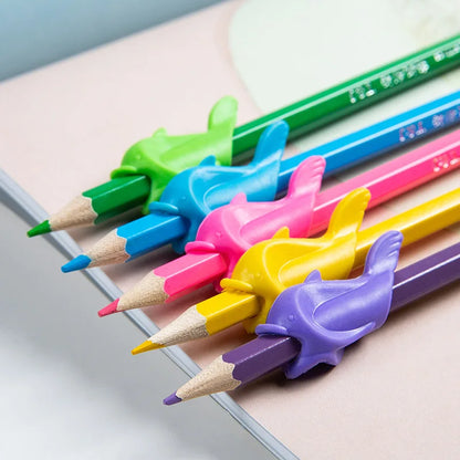 Kids Silicone Pen Holder Grip Tool, 10 pcs Fish Pencil Writing Aid, Baby Learning Correction Device Stationery