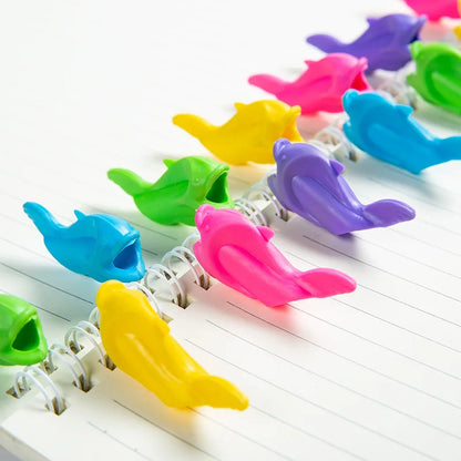 Kids Silicone Pen Holder Grip Tool, 10 pcs Fish Pencil Writing Aid, Baby Learning Correction Device Stationery