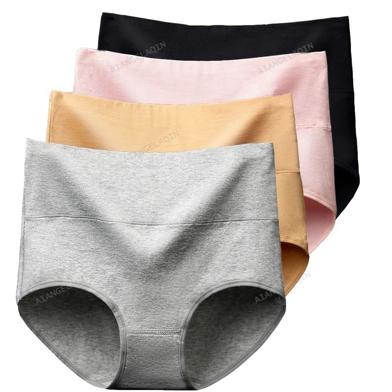 High Waist Cotton Underwear Pack Slim Fit Tummy Control Panties for Women